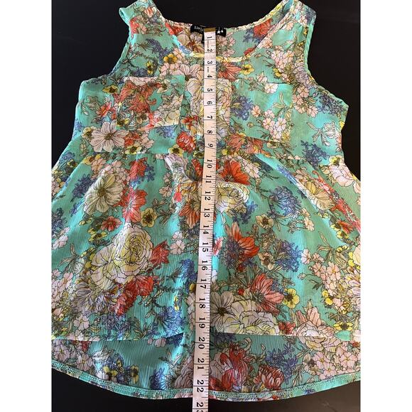 Women's vibrant floral sheer tank, pocket, empire waist, size small, Living Doll - Picture 6 of 6